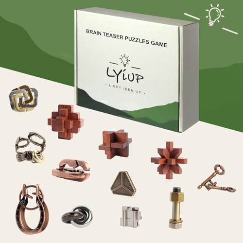 12pcs Puzzles Toys Wooden Metal Brain Teaser Puzzles Game for Adults Kids - Image 6