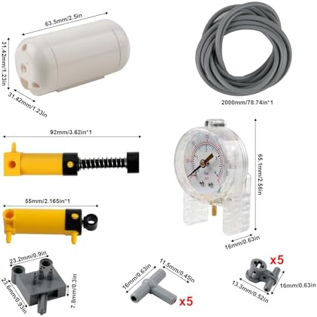 16pcs MOC Pneumatic Building Blocks Kit Pneumatic Switch Air Pump Hose Pipe Barometer Air Tank - Image 6