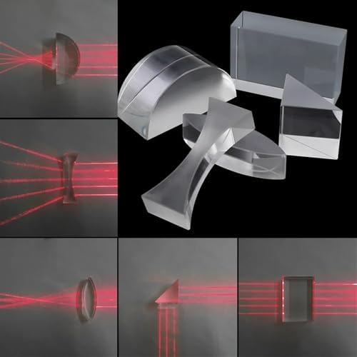 Microscope Accessories Kit 5 Pieces Set Optical Glass Prism and Lens Glass Brick Right Angle Prism Double Concave Convex Half Cylinder Lens Microscope Slides - Image 6