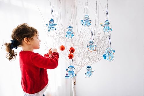 Renbuzhu 42PCS Winter Crafts Bulk: Snowman Paper Suncatchers DIY Kit for Christmas Holiday Activities Decorations, Window Stained Glass Effect Art Ornaments - Image 7