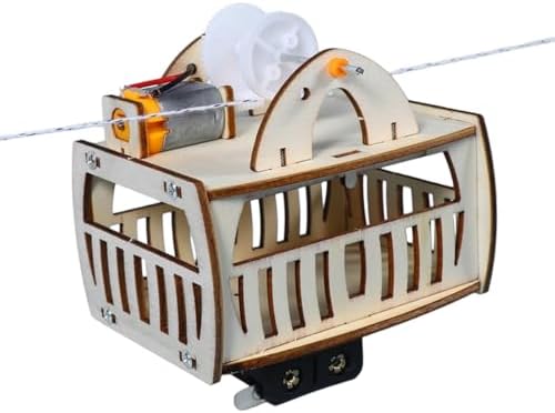 Motor Driven Cable Car Model Toy with Wooden Assembly Build and Visible Gear Transmission for Students Families and Home Learning Projects Cable Car Model Wooden Build Science Toy Motor Driven Gear - Image 7