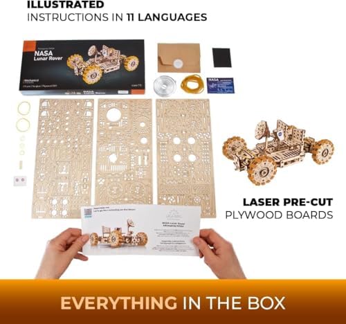 UGEARS NASA Lunar Rover 3D Wooden Mechanical Puzzle, NASA Official Space Model Kits, 319-Parts - Image 7