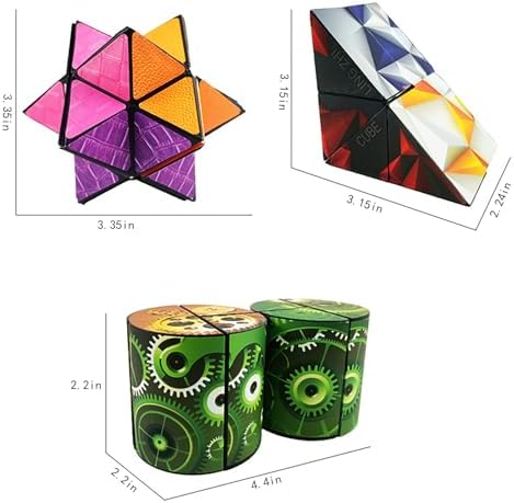 Magic Cube 2 in 1 Set Puzzle Brain Teasers Toy Geometric Brain Teaser Puzzles Geometry 3D Logic IQ Games Puzzle Cubes for Kids and Adults (Star) - Image 4