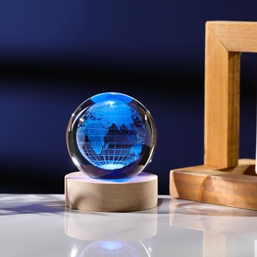 3D Globe Crystal Ball with LED Colorful Lighting Touch Base, Earth Decor Science Astronomy Gifts Solar System Space Gifts Decor - Image 5