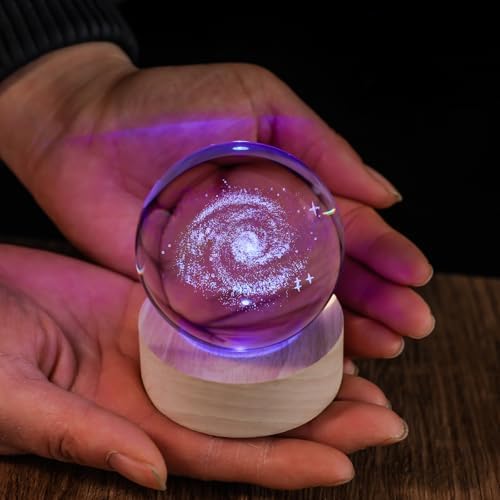 3D Galaxy 60mm Crystal Ball Astronomy Universe Gifts 3D Galaxy Crystal Globe Science Space Themed Physics Gifts Night Light lamp for Kids Men Him Dad Science Teacher - Image 6