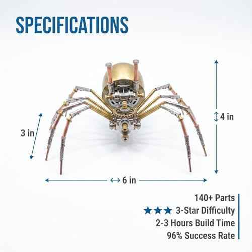 3D Metal Puzzles for Adults Teens-150+Pcs-Mechanical Spider Bee Insect Models-3 Hours to Build-Ideal for Birthday Gifts and Decorations (Mechanical Spider E) - Image 7