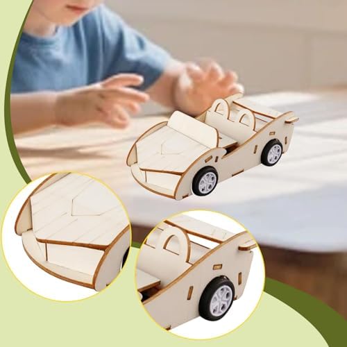 3D Wooden Puzzle Car DIY Assemble Construction Toy Crafts Model Kit - Image 7
