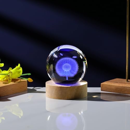 3D Dandelion Gifts for Women Crystals Ball - Flower Figurines Decor Glass Figurine Dandelion Stuff for Room Birthday for Best Friend Lovers Keepsake Paperweight - Image 5