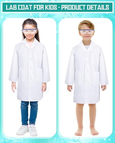 Xtinmee 12 Sets Kids Lab Coat Science Kit Bulk, White, XXL - Image 7