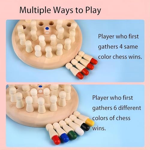 Wooden Memory Chess Board Game: Color Wooden Memory Chess Game for Brain Train for Kids Toddler Learning Educational Toys - Montessori Learning Toys for 3 4 5 6 7 8+ Year Old Boy Girl Gift - Image 7
