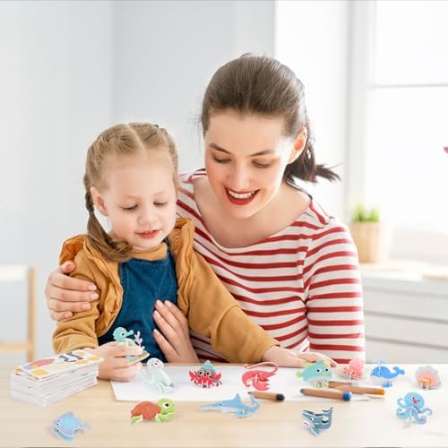 CCINEE 25 Pcs Educational 3D Cartoon Puzzles for Kids,3D Ocean Learning Educational Paper Puzzle Game for DIY Crafts Gifts - Image 7