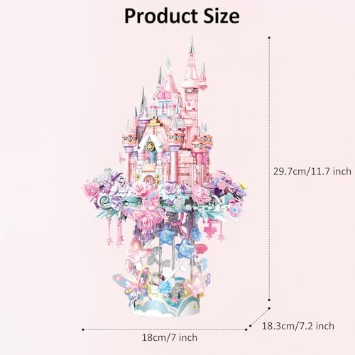 MEIEST Flower Castle Building Blocks Set,Dream Castle On a Cloud Particle Construction Building Bricks Toy,Flowers Butterfly Star Castle Home Decoration - Image 7