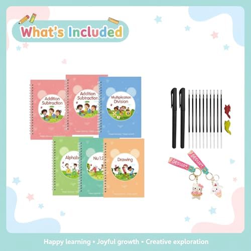 Magic Grooved Writing Practice for Kids Age 3-5 - Grooved Writing Books for Kids 3-5 - Reusable Handwriting Workbooks - Preschool Tracing Books, Disappearing Ink Pens & Grips - Great Gifts for Kids - Image 7