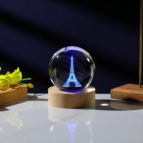 3D Paris Gifts for Women Crystals Ball - Eiffel Tower Figurines Decor Glass Figurine French Stuff for Room Birthday for Best Friend Lovers Keepsake Paperweight - Image 5