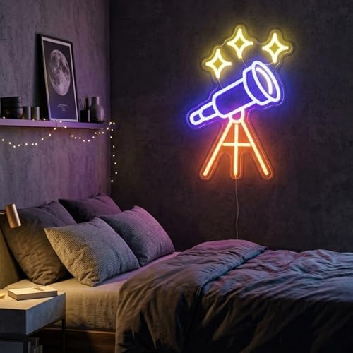 Telescope Neon Sign Stars LED Light for Bedroom Man Cave Game Room Decor - Image 7