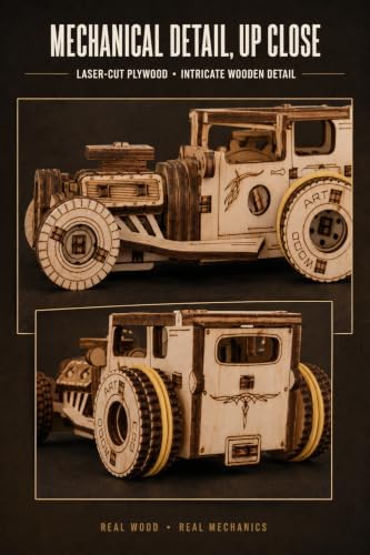 EWA Eco-Wood-Art Pocket Hot Rod - 3D Wooden Puzzle Mechanical Model Kit DIY Wood Construction Set - Image 7