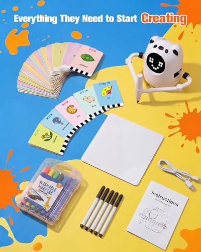 Qusases Drawing Robot for Kids, Interactive Educational Art Toy Guides Kids to Draw Step by Step, Montessori-Inspired Learning Toy with 150 Drawing Cards, Gift for Boys & Girls Ages 3β8 (White) - Image 7