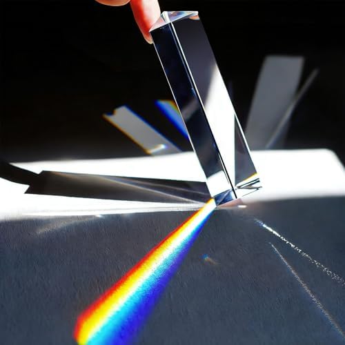 7 PCS K9 Optical Crystal Prism & Lens Set, 50mm Cube/Pyramid/Dome/Right-Angle/150mm Equilateral Prism, Biconvex/Biconcave Lens, for Photography Teaching Entertainment - Image 7