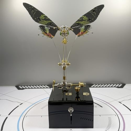 3D Metal Puzzle Mechanical Butterfly Insect Bug Model with Music Box, Steampunk Home Office Desk Decor, Collectible DIY Hand Craft Kit for Adults - 300+PCS Green - Image 7
