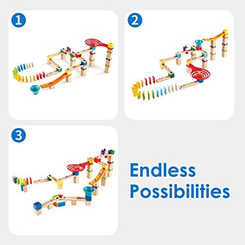 Hape Marble Run Race Track | Wooden DIY Marble Run Set with Dominoes, STEAM Educational Learning Toy, 81 Pieces, for Kids 3 Years+ - Image 6