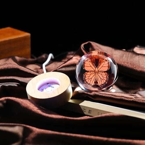 3D Butterfly Gifts for Women - Crystals Ball 60mm - Butterfly Figurines Decor Glass Animals Figurine - Keepsake Paperweight - Image 5