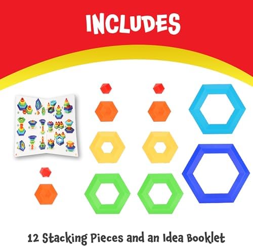 POPULAR PLAYTHINGS Hexacus Pyramid Stacking Blocks, 12 Pieces - Image 5
