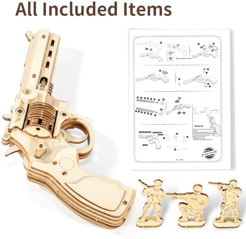 3D Wooden Puzzles for Adults,Wooden Toy for Kids and Adults,Model Building Kit,Educational Brain Teaser,Best Educational Christmas Birthday Day Gift for Friends (Wooden Revolver) - Image 7