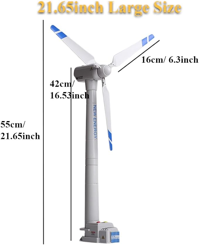 Wind Turbine Model, 21.65 Inch Large Size Generator Windmill Toy Science Kit STEM Experiment With Wind-up Rotatable Blades