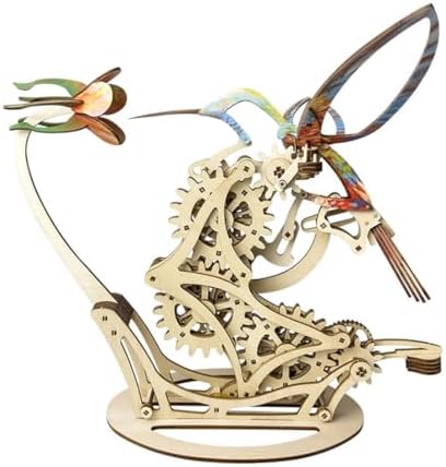 3D Wooden Colored Mechanical Hummingbirds Model Kits for Adults, DIY Creative Handcrafted Wooden Bird Assembly Kit, Perfect Present for Friends, 200+Pieces, Blue - Image 5