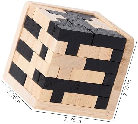3D Wooden Brain Teaser Puzzle Cube Wooden Puzzles T-Shaped Jigsaw Logic Puzzle Game Puzzles Educational Toy for Kids and Adults (Black) - Image 3
