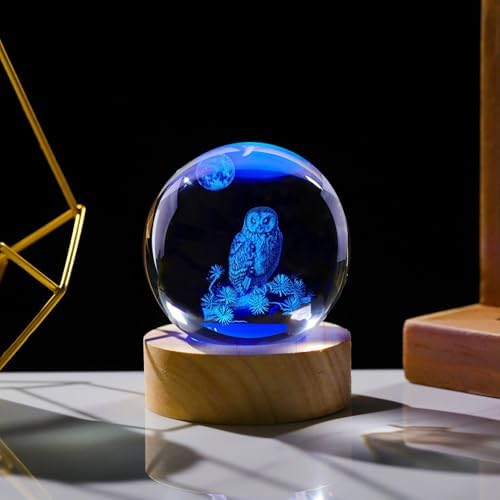 3D Owl Crystal Ball 60mm - Figurines Decor Glass Animals for Women, Room Birthday Gift for Best Friend Lovers, Keepsake Paperweight - Image 4