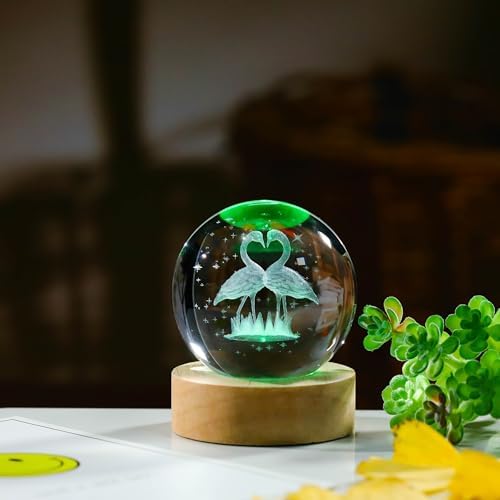 3D Flamingo Gifts for Women - Crystal Ball 60mm Flamingo Figurine Decor Glass Animals Stuff for Room Birthday Keepsake Paperweight - Image 5