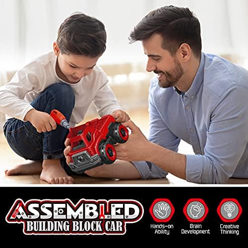 4-in-1 Take Apart Toys Truck with Electric Drill, DIY Assembly Fire Truck - Image 7