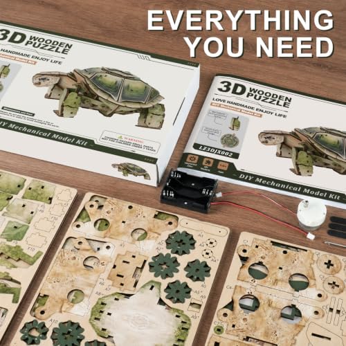 3D Wooden Puzzle for Adults, Land Turtle 3D Puzzle Kits, 171 Pieces - Image 7