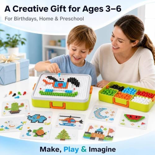 Toddler Puzzles Games for Kids 3-5, STEM Toys 3D Mushroom Nail Puzzle 460 Pieces Building Peg Kit DIY Creative Brain Teaser Puzzle Birthday Gifts for Boys Girls 3 4 5 6 7 8 Year Old - Image 7