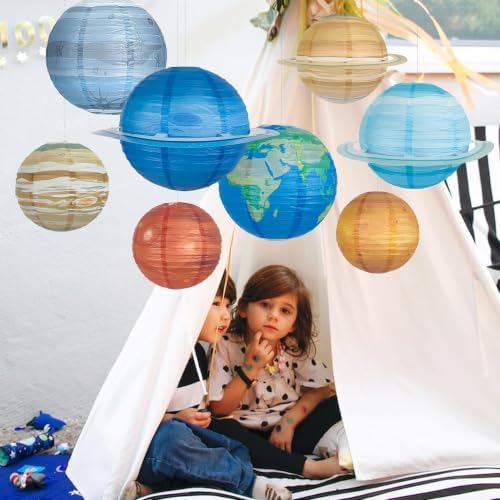 8 PCS Planet Paper Lanterns Outer Space Party Decorations Solar System Planets Hanging Lantern for Kids Space Theme Party Birthday Room Classroom Decorations - Image 7