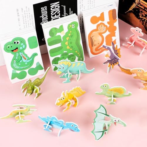 KIMOBER 25Pcs Educational 3D Cartoon Puzzle,3D Dinosaur Puzzle for Kids DIY Cartoon Dinosaur Animal Learning Jigsaw Toys for Kids (Pack of 2) - Image 7