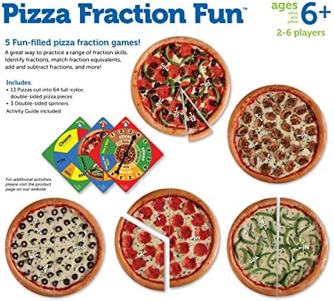 Learning Resources Pizza Fraction Fun Game, 13 Fraction Pizzas, 67 Piece Game, Ages 6+ - Image 6