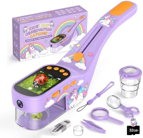 Bug Catcher for Kids, 500X Zoom, 2.4" Screen, STEM Toy 4-8, Gold by OaeblleScienceExplorers