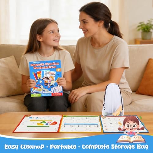 Meetory Magnetic Fraction Playbook - Magnetic Fraction Demonstration Book, Montessori Math Manipulatives Kit, Homeschool Classroom Fraction Puzzles and Games - Image 7