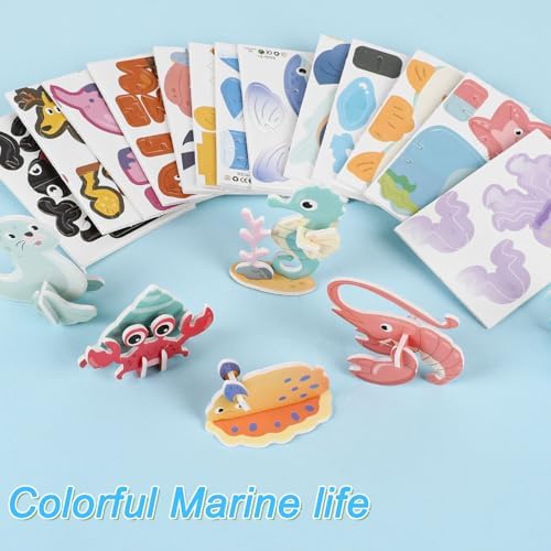 LOMIMOS Educational 3D Cartoon Puzzle for Kids,25Pcs 3D Cartoon Jigsaw Creative Learning Model for DIY Crafts Birthday Party Favor Gifts (Marine Organism) - Image 7