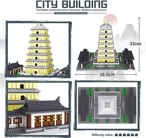 JOMIOD Chinese Architecture Micro Building Blocks Set, 4925 Pieces Big Wild Goose Pagoda Building Blocks, World Famous Architecture Collectible Model Building Kit for Adults - Image 7