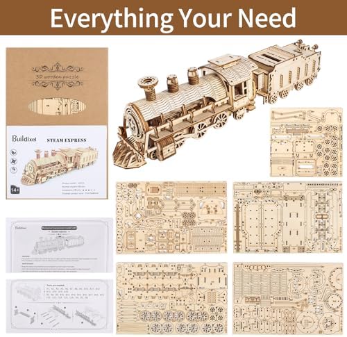 3D Wooden Puzzles for Adults, DIY Mechanical Model Kits for Adults and Kids to Build, Creative Gift for Women or Men Birthday, Christmas (Mechanical Train) - Image 7