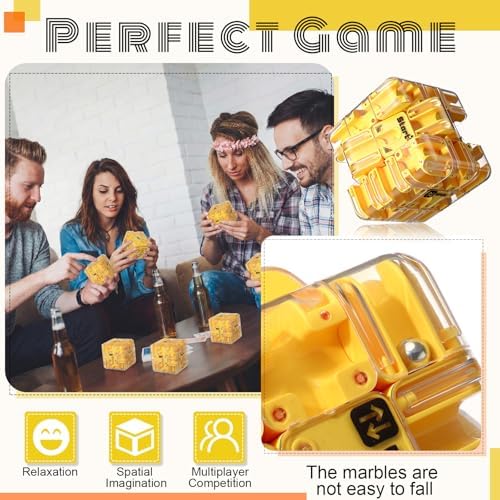 1 Sets Large Labyrinth 3D Maze Cube Puzzle Maze Game Gravity 3D Puzzle Cube Brain Teaser Ball Games for Kids Education Sensory Toys Gift for Adults (Classical,Yellow) - Image 6