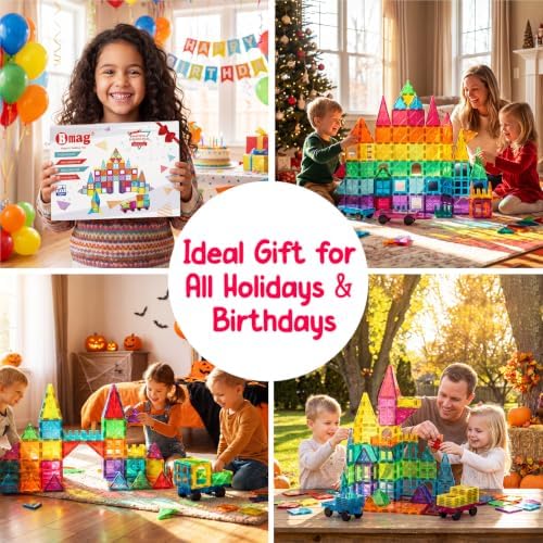 Bmag Magnetic Tiles Building Blocks Set with 2 Cars 100Pcs, Designed for Open-Ended Building and Versatile Play, Gifts for STEM Support and Parent-Child Interaction for Kids Aged 3+ - Image 7
