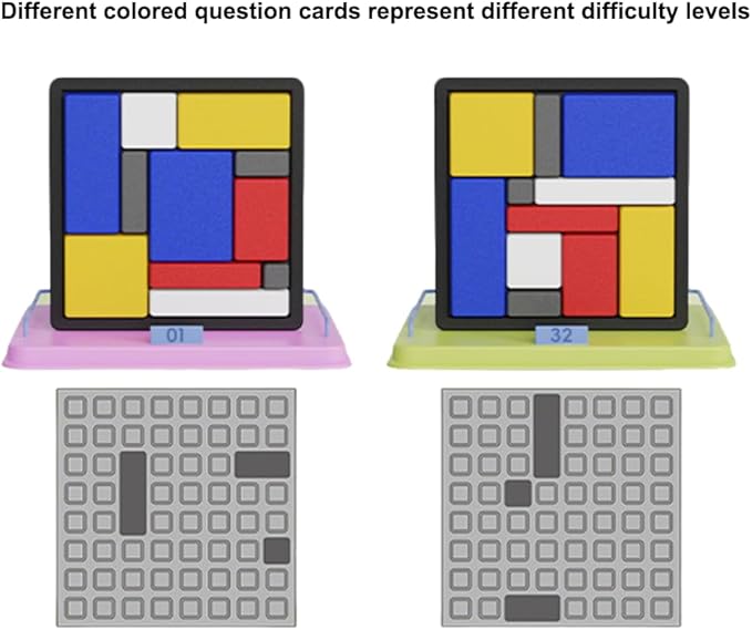 Logic Puzzle Brain Teaser Game for Kids & Adults, 88 Challenges 4 Difficulty Levels, Portable Design for Brain Training (2pcs)