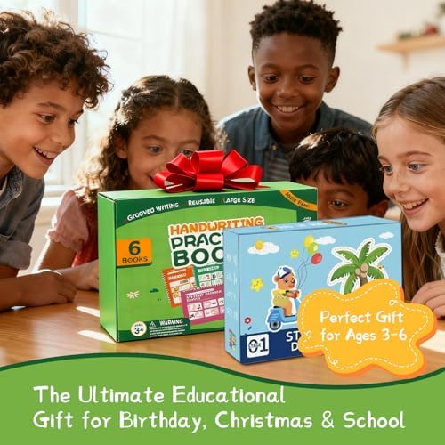 2-Stage Kids Groove Handwriting Workbook Ages 3-8, Reusable No-Groove Dotted Tracing Book, Preschool Alphabet Math Learning Activity Book, Educational Gift with Magic Disappearing Pens - Image 7