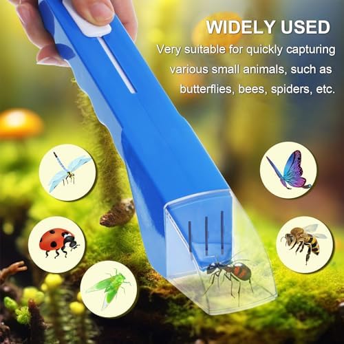2Pcs Small Animals Catcher Quick Release Humane Catching Tool Clear Contactless Observer Kids Adults Nature Exploration Container to Capture Butterflies, Bees, Spiders, etc (Yellow+Blue) - Image 6