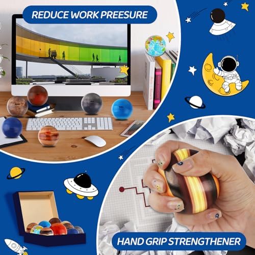 Mini Foam Planets Balls Toy, 10 PCS Solar System Stress Balls for Kids Adults, Squeeze Global for Stress Relief, Science Kit Gift for Early Learning, Classroom Prize for Boys Girls (with Flash Cards) - Image 7