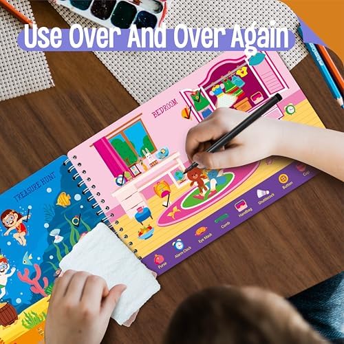 SpriteGru Search & Find Book, 30 Dry Erase Activities Game Pad, Reusable & Erasable Montessori Learning Toy Educational Games Autism Sensory Toys for Preschool Girls and Boys Ages 3, 4, 5, 6 - Image 7